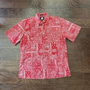 Men's Reyn Spooner Red Bandana Print Short-Sleeve Shirt